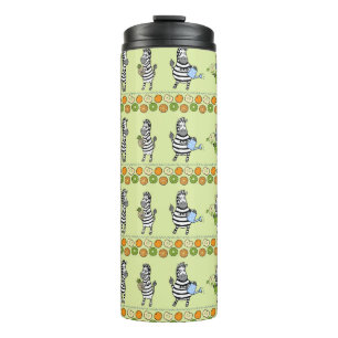 Seamless pattern with different zebras and differe thermal tumbler