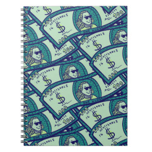 seamless pattern with dollars banknotes notebook