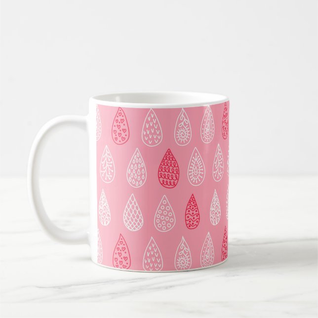 Seamless pattern with doodle water drops coffee mug (Left)