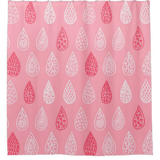 Seamless pattern with doodle water drops shower curtain