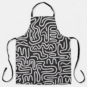 Seamless pattern with doodle wavy lines in retro s apron