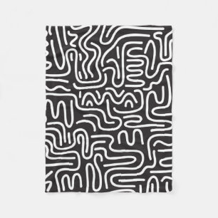 Seamless pattern with doodle wavy lines in retro s fleece blanket