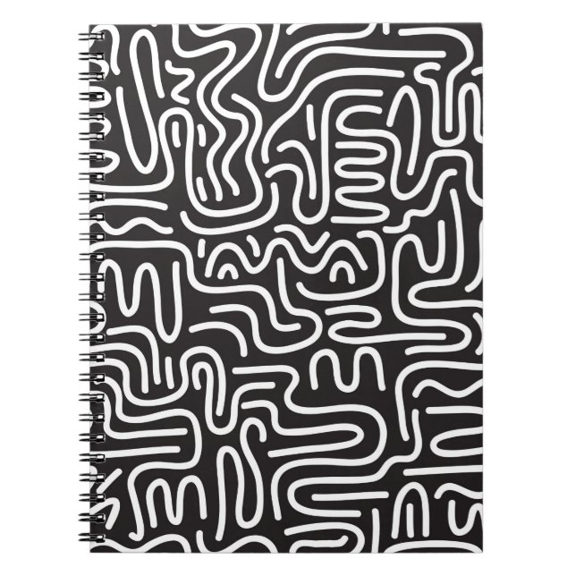Seamless pattern with doodle wavy lines in retro s notebook (Front)