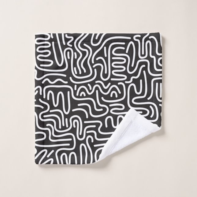 Seamless pattern with doodle wavy lines in retro s wash cloth (Wash Cloth)