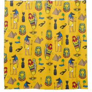 Seamless pattern with egyptean elements such as an shower curtain