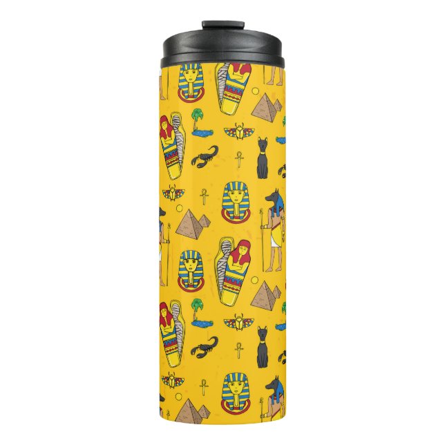 Seamless pattern with egyptean elements such as an thermal tumbler (Front)