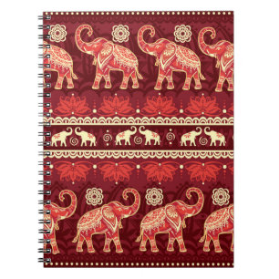 Seamless pattern with elephants notebook