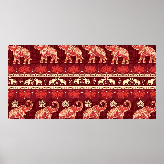 Seamless pattern with elephants  poster (Front)
