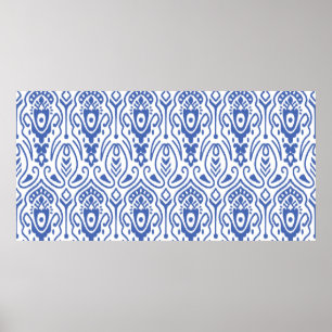 Seamless pattern with embroidery. Ikat Fabric. Eth Poster