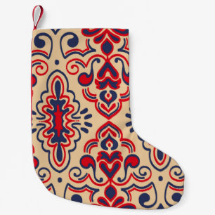 Seamless pattern with embroidery. Ikat Fabric. Eth Small Christmas Stocking