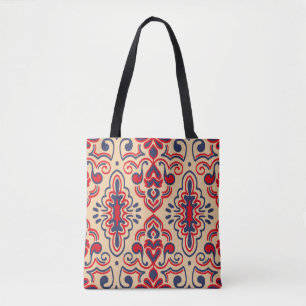 Seamless pattern with embroidery. Ikat Fabric. Eth Tote Bag