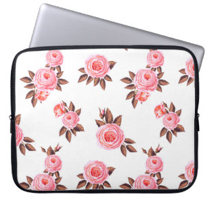 Seamless pattern with english rosesbeautiful,black laptop sleeve