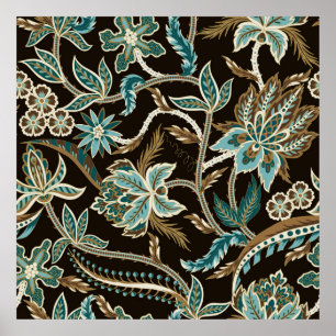 Seamless pattern with ethnic Japanese ornament ele Poster