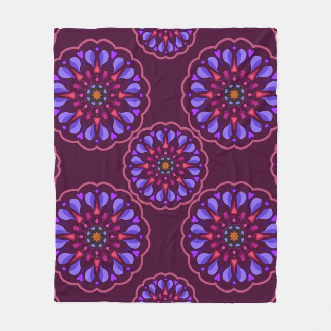 Seamless pattern with ethnic mandala art ornament. fleece blanket (Front)