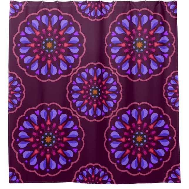 Seamless pattern with ethnic mandala art ornament. shower curtain (Front)