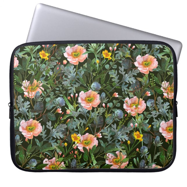 Seamless pattern with eucalyptus and hummelia flow laptop sleeve (Front)