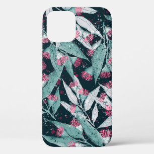 Seamless pattern with eucalyptus leaves and flower iPhone 12 case