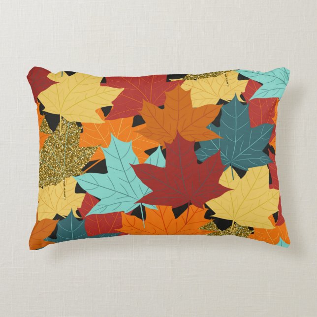 Seamless pattern with fall maple leaves. illustrat decorative cushion (Front)