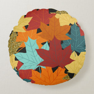 Seamless pattern with fall maple leaves. illustrat round cushion