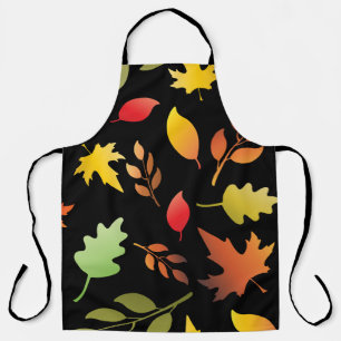 Seamless pattern with fallen autumn leaves and col apron