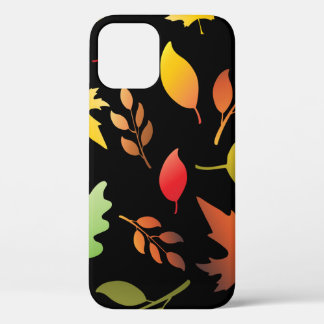 Seamless pattern with fallen autumn leaves and col iPhone 12 case
