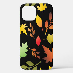 Seamless pattern with fallen autumn leaves and col iPhone 12 case