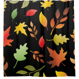 Seamless pattern with fallen autumn leaves and col shower curtain