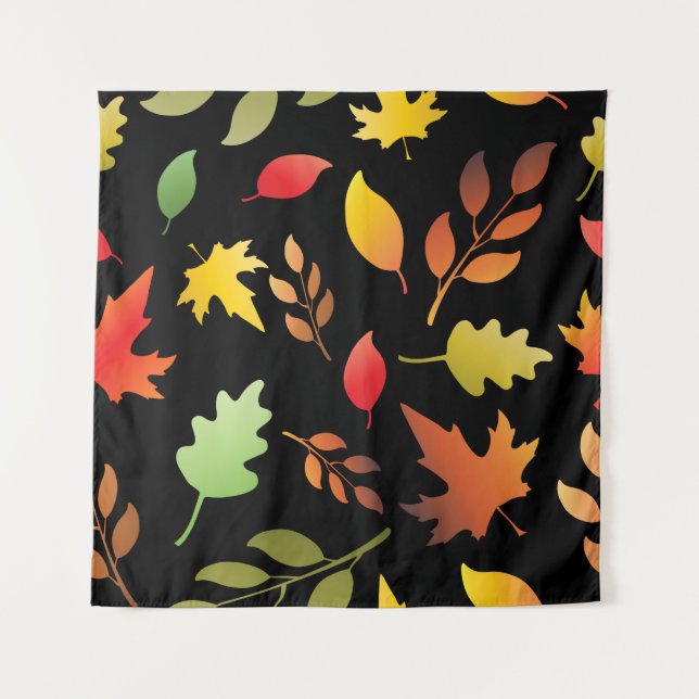 Seamless pattern with fallen autumn leaves and col tapestry (Front)