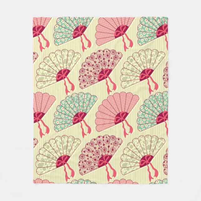 Seamless pattern with fans.  fleece blanket (Front)