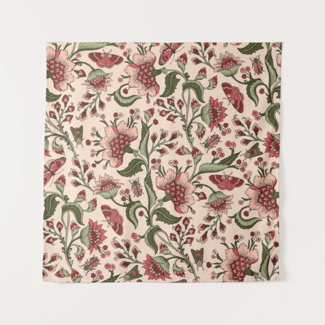 Seamless pattern with fantasy flowers, natural wal tapestry (Front)