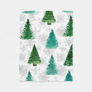Seamless pattern with fir tree and snowflakes. Wat Fleece Blanket