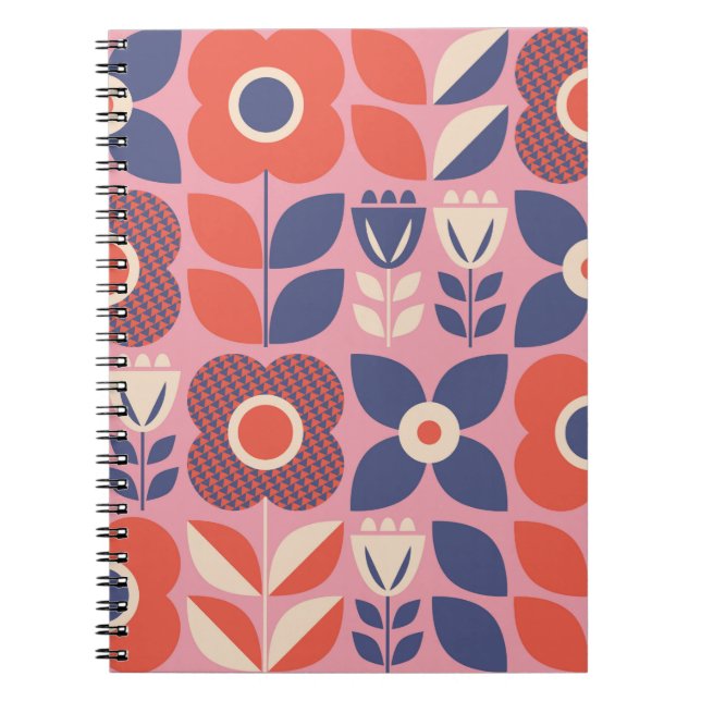 seamless pattern with floral elements in retro sca notebook (Front)
