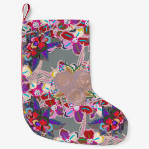 Seamless pattern with floral motif. Seamless patte Small Christmas Stocking