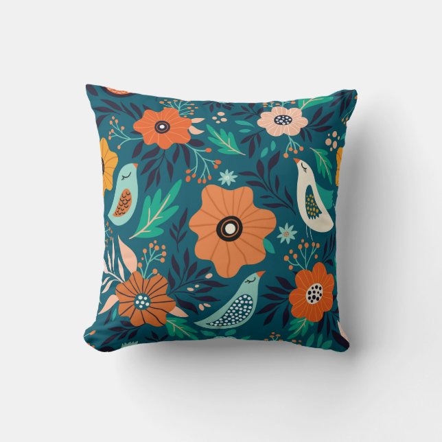 Seamless pattern with floral ornament cushion (Front)