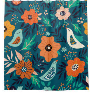 Seamless pattern with floral ornament shower curtain