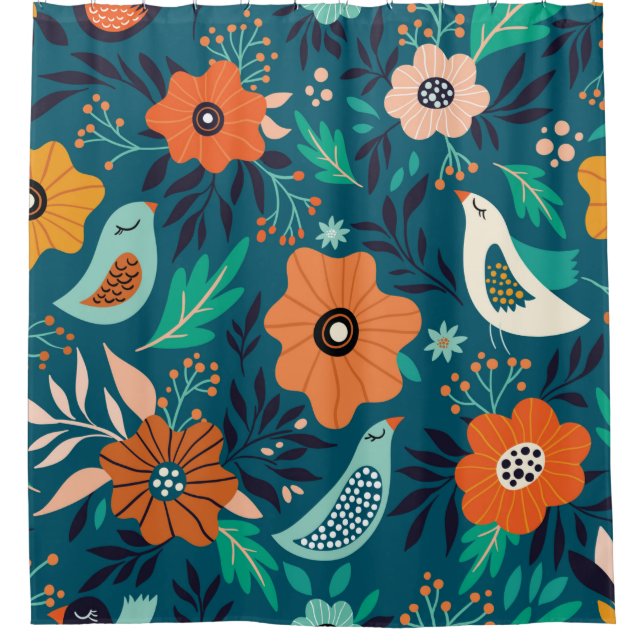 Seamless pattern with floral ornament shower curtain (Front)