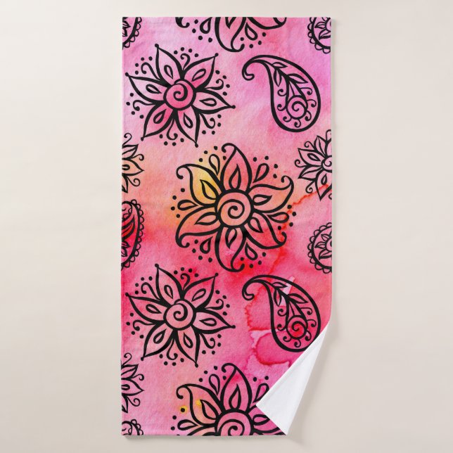 Seamless pattern with floral ornamental ethnic dec bath towel (Bath Towel)