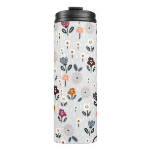 Seamless pattern with floral rainbows and hand dra thermal tumbler
