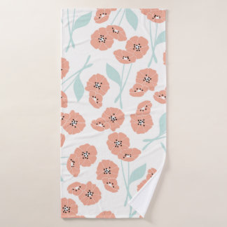 Seamless pattern with flowers and floral elements, bath towel