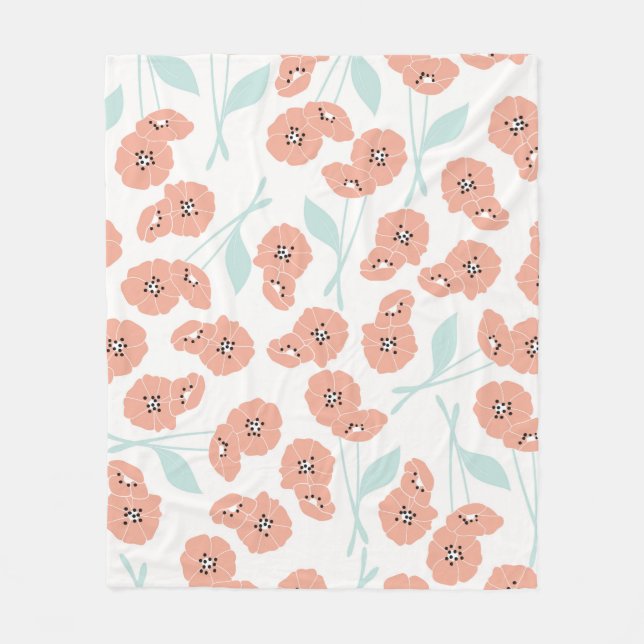 Seamless pattern with flowers and floral elements, fleece blanket (Front)