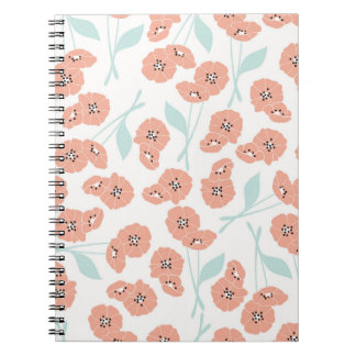Seamless pattern with flowers and floral elements, notebook