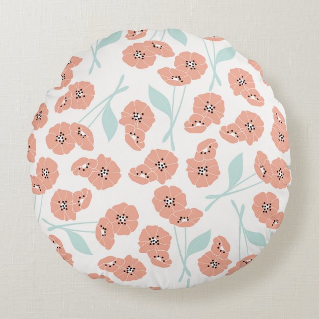 Seamless pattern with flowers and floral elements, round cushion (Front)
