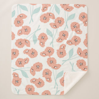 Seamless pattern with flowers and floral elements, sherpa blanket