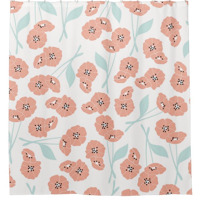 Seamless pattern with flowers and floral elements, shower curtain (Front)