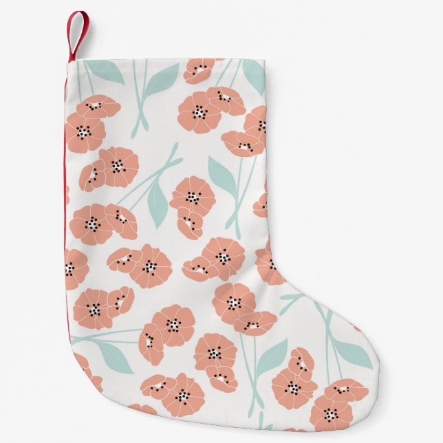 Seamless pattern with flowers and floral elements, small christmas stocking (Front)