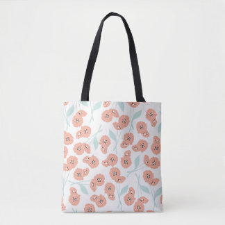 Seamless pattern with flowers and floral elements, tote bag