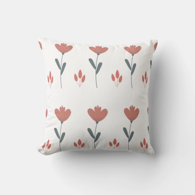 seamless pattern with flowers and leaves cushion (Front)