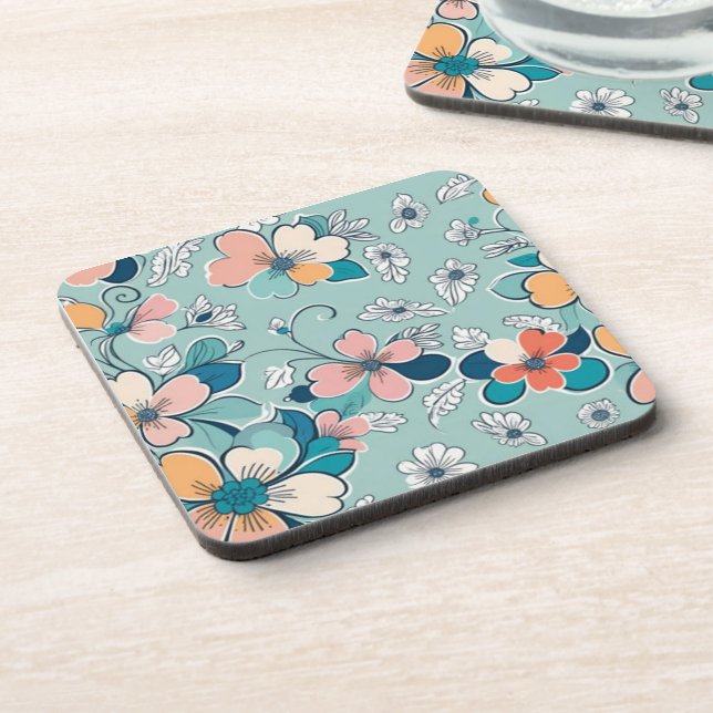 Seamless pattern with flowers coaster (Left Side)