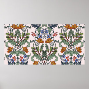 Seamless pattern with flowers in art deco style. M Poster