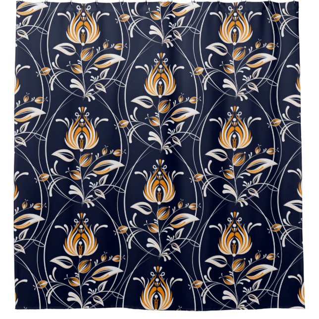 Seamless pattern with flowers in folk style. . Vin Shower Curtain (Front)